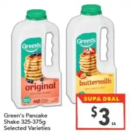 Supa Valu Green's Pancake Shake offer