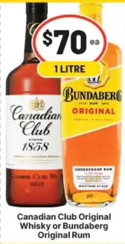 Supa Valu Canadian Club Original Whisky or Bundaberg Original Rum offer