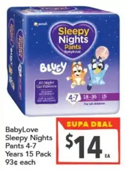 Supa Valu BabyLove Sleepy Nights Pants 4-7 offer