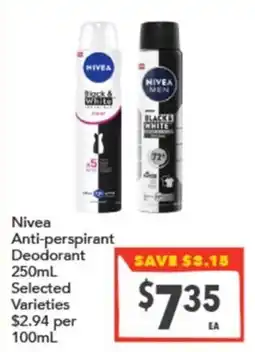 Supa Valu Nivea Anti-perspirant Deodorant offer