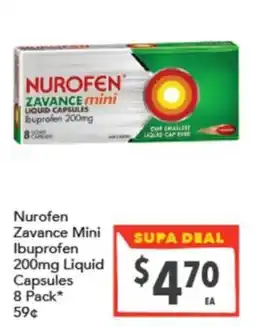 Supa Valu Nurofen Zavance Mini Ibuprofen 200mg Liquid Capsules offer