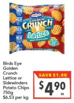 Supa Valu Birds Eye Golden Crunch Lattice Potato Chips offer
