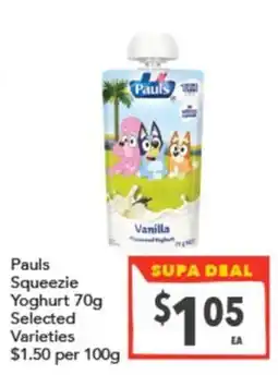 Supa Valu Pauls Squeezie Yoghurt offer