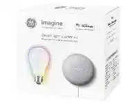 Officeworks General Electric/General Imaging GE Smart Light Starter Kit with Google Nest Mini E27 offer