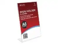 Officeworks Deflect-O deflecto Slanted Portrait Sign Holder A6 offer