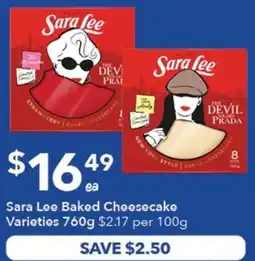 Ritchies Sara Lee Baked Cheesecake Varieties offer