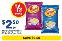 Ritchies Thins Chips Varieties offer