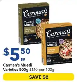 Ritchies Carman's Muesli Varieties offer