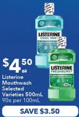 Ritchies Listerine Mouthwash Selected Varieties offer
