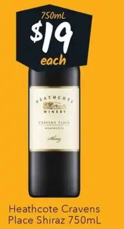 Ritchies Heathcote Cravens Place Shiraz offer