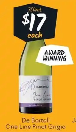 Ritchies De Bortoli One Line Pinot Grigio offer