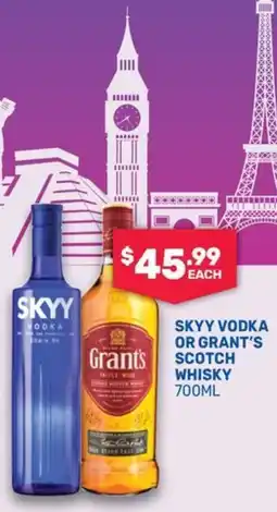 Bottlemart Skyy Vodka or Grant's Scotch Whisky offer