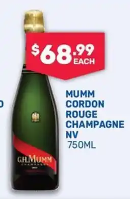 Bottlemart G.H.Mumm Cordon Rouge Champagne NV offer