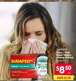 Spar Sudafed PE Sinus + Pain Relief Tablets offer