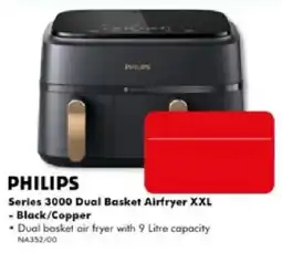 The Good Guys Philips Series 3000 Dual Basket Airfryer XXL Black/Copper offer