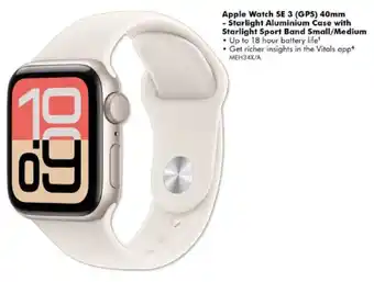 Apple Watch SE 3 (GPS) 40mm - Starlight Aluminium Case with Starlight Sport Band Small/Medium