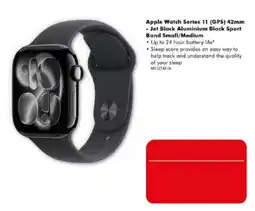 The Good Guys Apple Watch Series 11 (GPS) 42mm - Jet Black Aluminium Black Sport Band Small/Medium offer