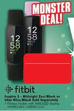 The Good Guys fitbit Inspire 3 - Midnight Zen/Black or Lilac Bliss/Black offer