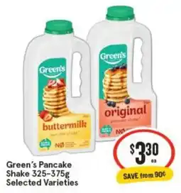 IGA Green's Pancake Shake offer