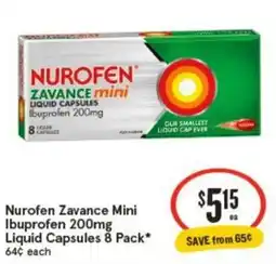 IGA Nurofen Zavance Mini Ibuprofen 200mg Liquid Capsules offer