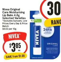 IGA Nivea Original Care Moisturising Lip Balm offer