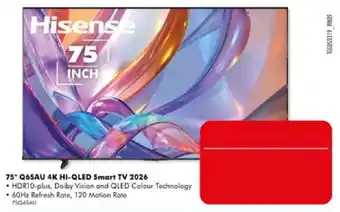 Hisense 75" Q6SAU 4K Hi-QLED Smart TV 2026