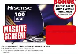 The Good Guys Hisense 100 inch 4K ULED Mini-LED Hi-QLED 165Hz Smart AI TV 2026 offer