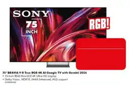 The Good Guys Sony 75" BRAVIA 9 II True RGB 4K AI Google TV with Gemini 2026 offer