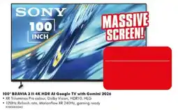 The Good Guys Sony 100" Bravia 3 II 4K HDR AI Google TV with Gemini 2026 offer