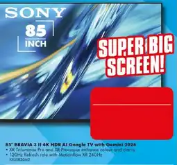 The Good Guys Sony 85" BRAVIA 3 II 4K HDR AI Google TV with Gemini 2026 offer