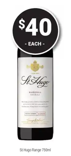 Super Cellars St Hugo Barossa Shiraz offer