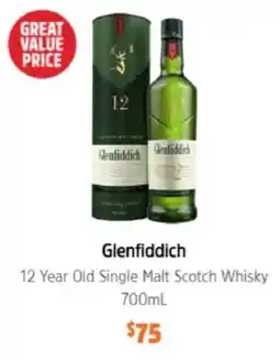BWS Glenfiddich 12 Year Old Single Malt Scotch Whisky offer