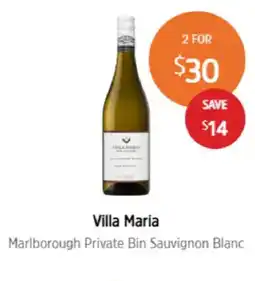 BWS Villa Maria Marlborough Private Bin Sauvignon Blanc offer