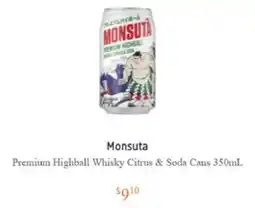 BWS Monsuta Premium Highball Whisky Citrus & Soda Cans offer