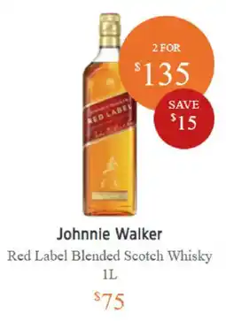 BWS Johnnie Walker Red Label Blended Scotch Whisky offer