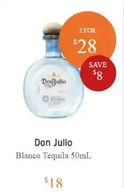 BWS Don Julio Blanco Tequila offer