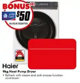 The Good Guys Haier 9kg Heat Pump Dryer offer