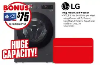 The Good Guys LG 14kg Front Load Washer offer