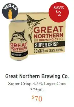 BWS Great Northern Brewing Co. Super Crisp 3.5% Lager Cans offer