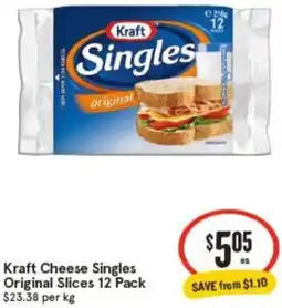 IGA Kraft Cheese Singles Original Slices 12 Pack offer