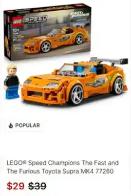 Target LEGO Speed Champions The Fast and The Furious Toyota Supra MK4 77260 offer
