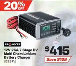 Repco Projecta 12V 25A 7 Stage RV Multi Chem Lithium Battery Charger offer