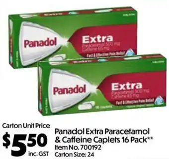 Panadol Extra Paracetamol & Caffeine Caplets