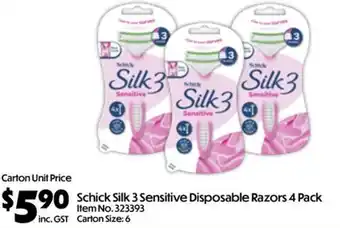 Schick Silk 3 Sensitive Disposable Razors