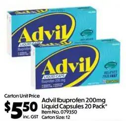 C-Store Distribution Advil Ibuprofen 200mg Liquid Capsules offer