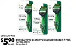 C-Store Distribution Schick Xtreme 3 Sensitive Disposable Razors offer