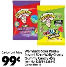 C-Store Distribution Warheads Sour Peel & Reveal 3D or Wally Chaos Gummy Candy offer