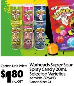 C-Store Distribution Warheads Super Sour Spray Candy offer