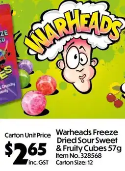 C-Store Distribution Warheads Freeze Dried Sour Sweet & Fruity Cubes offer