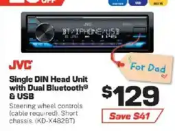 Repco JVC Single DIN Head Unit with Dual Bluetooth & USB offer